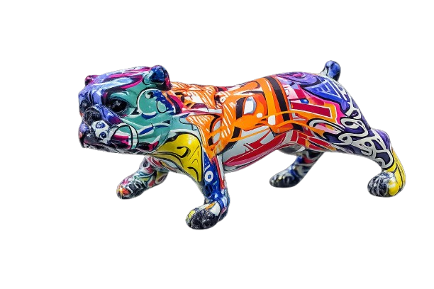 Standing Graffiti Art English Bulldog Resin Sculpture