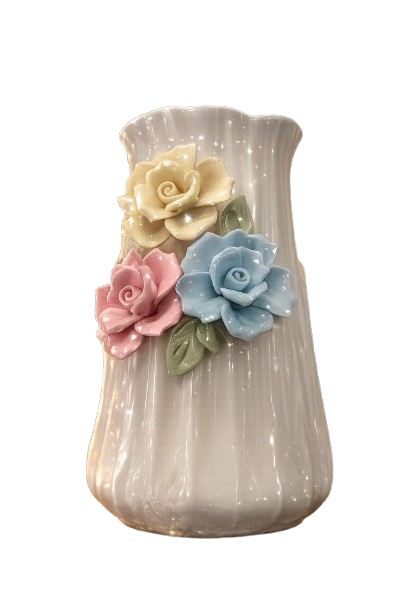 Pastel Pastel Floral White Ceramic Vase